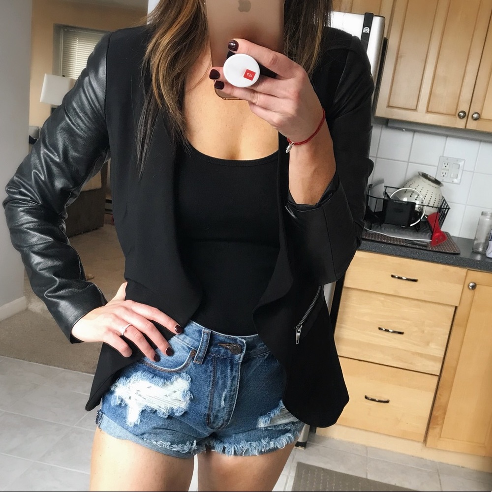 H&M Blazer with faux leather sleeves